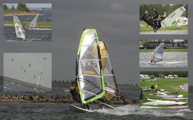 Windsurfen aan Grevelingendam nabij Camping De Krammer